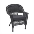 Jeco Jeco W00207-C-FS017 Black Wicker Chair With Black Cushion W00207-C-FS017